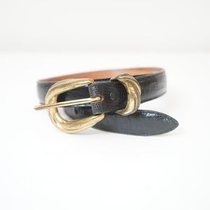 Vintage Brighton Embossed Black Leather Belt